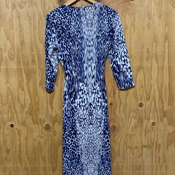 NWT Lysse Faux Rouge Blue White Midi Wrap Dress - Picture 6 of 6